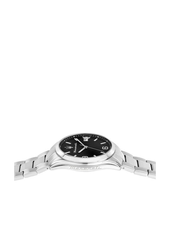 Maserati Ανδρικό Ρολόι 44mm Χρονογράφος Μπαταρίας με Ασημί Μεταλλικό Μπρασελέ