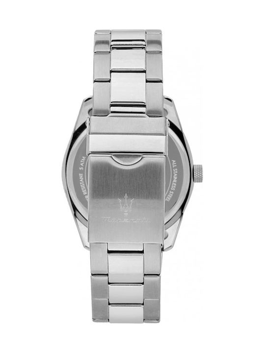 Maserati Ανδρικό Ρολόι 44mm Χρονογράφος Μπαταρίας με Ασημί Μεταλλικό Μπρασελέ