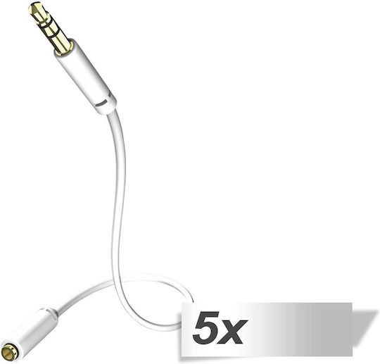 Inakustik 3.5mm Jack Cable 3.5mm Male - 3.5mm Female White 3m With Gold Plated Terminals 00310503