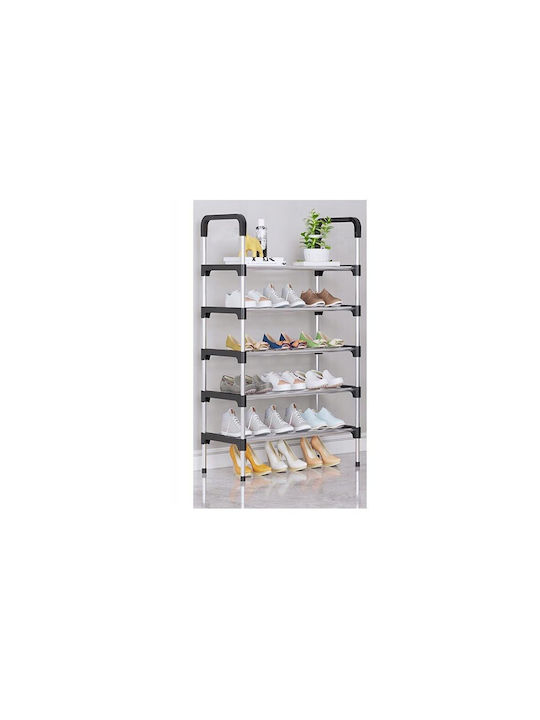 Metallic Shoe Organizer with 5 Shelves Silver 57x30x102cm