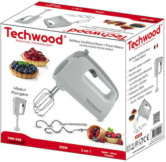 Techwood Μίξερ με Inox Κάδο Λευκό 300W