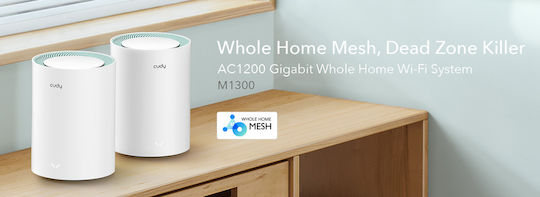 Cudy M1300 v2 WiFi Mesh Network Access Point Wi‑Fi 5 Dual Band (2.4 & 5GHz) in Double Kit