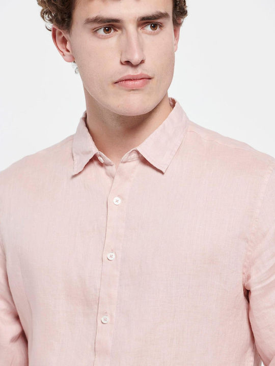 FBM007-00105 Long-sleeved Linen Shirt Vintage Pink
