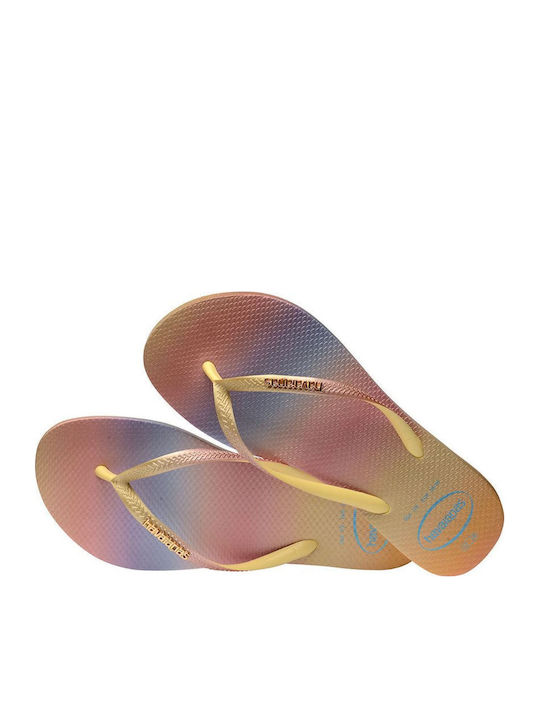 Gradient Sunset Damen-Flip-Flops Gelbe Pixel