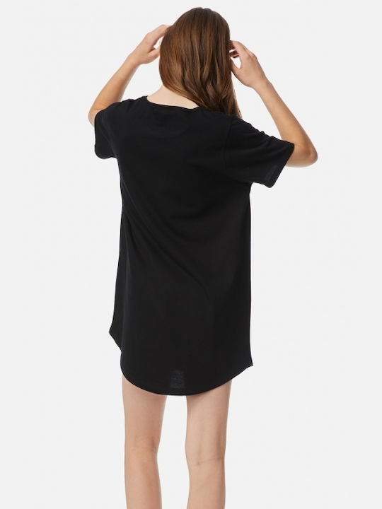 Minerva Summer Cotton Women's Nightdress Black