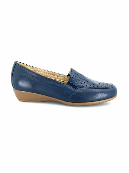 Boxer Leather Women's Moccasins in Blue Color