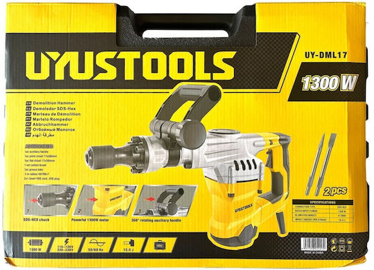 UYUS TOOLS Κρουστικό Κατεδαφιστικό Ρεύματος 1300W με Υποδοχή HEX UY-DML17