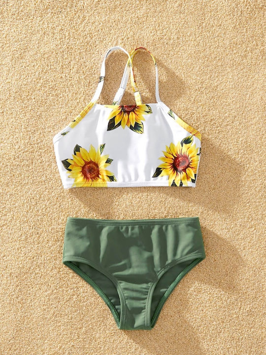 Sunflower swimsuit for girls White - Green