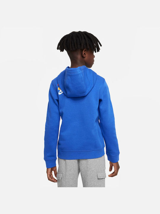 Nike Kids Sweatshirt with Hood and Pockets Blue