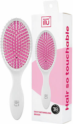 Ilu Hair So Touchable Oval Detangling Brush Brush Hair for Detangling White LU-5616