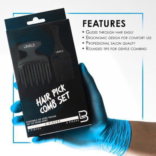 L3vel3 Comb 2 Pieces 03354 Hair Combs Set