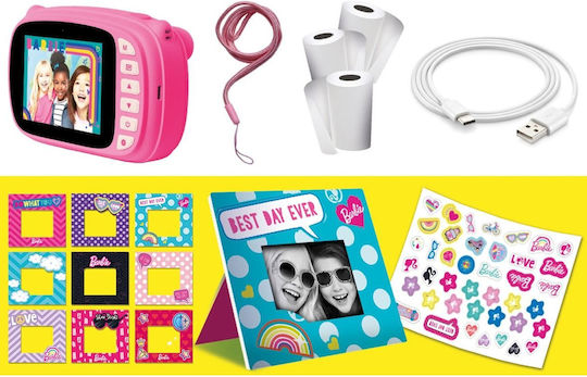Lisciani Giochi Barbie Print Camera Instant Photos Kinderkamera mit Thermodruck Optischer Zoom 25x Rosa