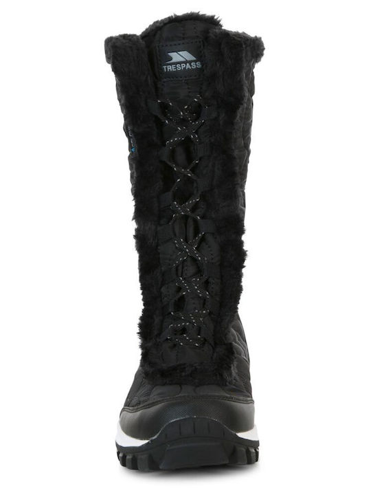 Trespass Snow Boots with Laces & Fur Black
