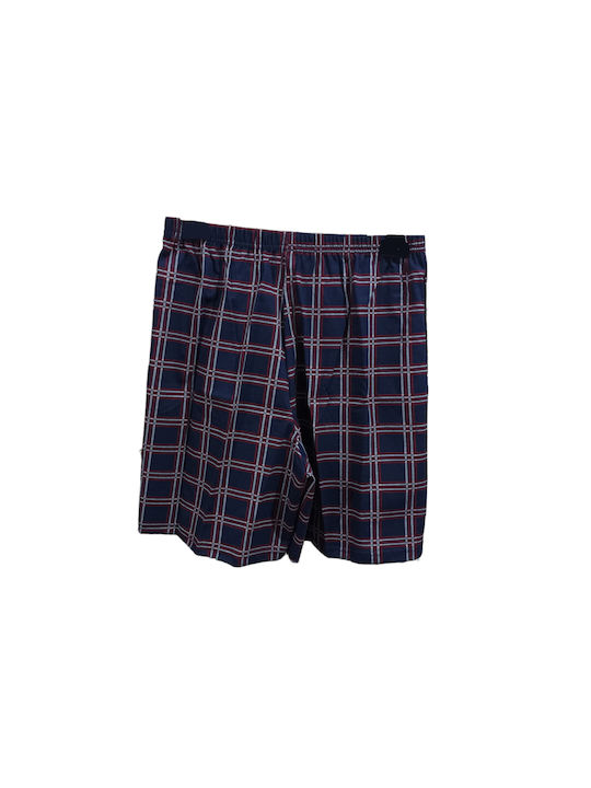 Billy Men's Pajama Shorts Cotton Dark Blue/ Red B461