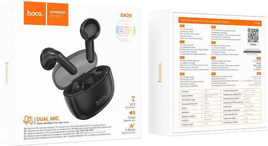 Hoco EW29 In-ear Bluetooth Handsfree Ακουστικά με Θήκη Φόρτισης Μαύρα
