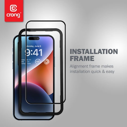 Crong Armour 3D 0.33mm Antibacterial Full Face Tempered Glass Μαύρο (iPhone 14 Pro)