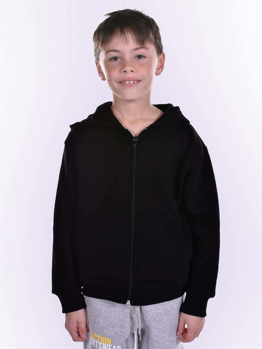 Action Sportswear Kids Cardigan Sweatshirts Hooded Black