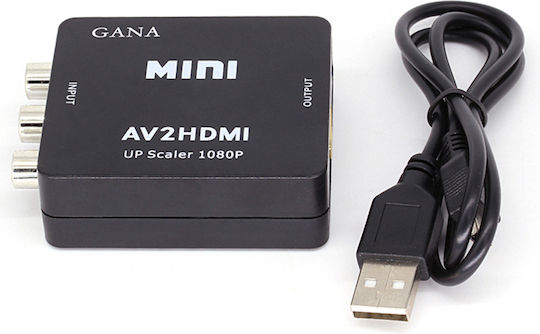 HDMI2AV Μετατροπέας HDMI female σε RCA female Black 1τμχ