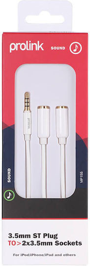 Prolink Конвертор 3.5mm мъжки към 3.5mm 2x женски Бял 1бр MP155
