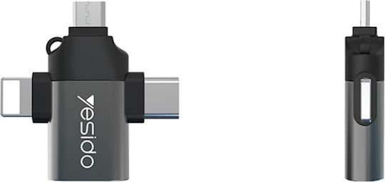 Yesido GS15 Μετατροπέας USB-A female σε Lightning / USB-C / micro USB male 1τμχ