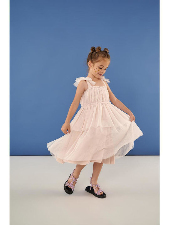 Two In A Castle Kids Dress Tulle Sleeveless Pink