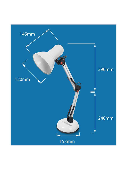 Esperanza Avior Office Lamp with Foldable Arm for Socket E27 in Black Color