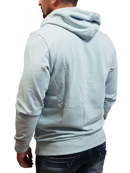 Jack & Jones Men's Sweatshirt with Hood and Pockets Light Blue