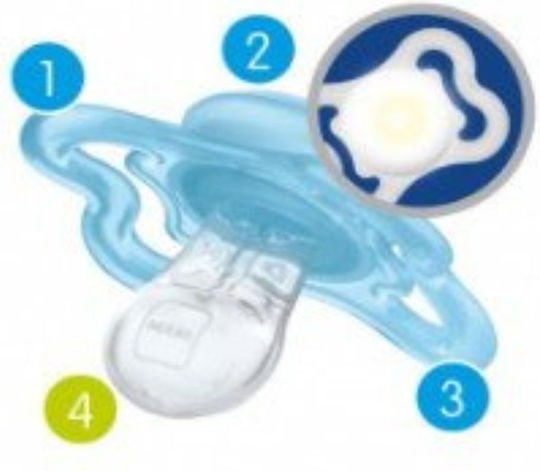 Mam Orthodontic Pacifiers Silicone Night with Case Rainbow-Moon - White-Grey for 2-6 months 2pcs