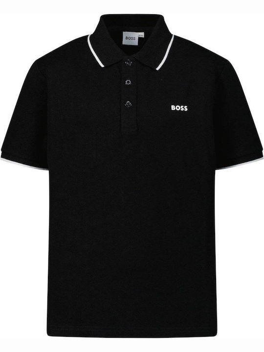 Hugo Boss Polo pentru copii Cu mâneci lungi Negru