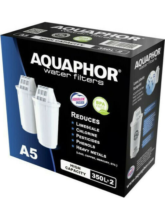 Aquaphor Ανταλλακτικό Φίλτρο Νερού για Κανάτα από Ενεργό Άνθρακα A5 2τμχ