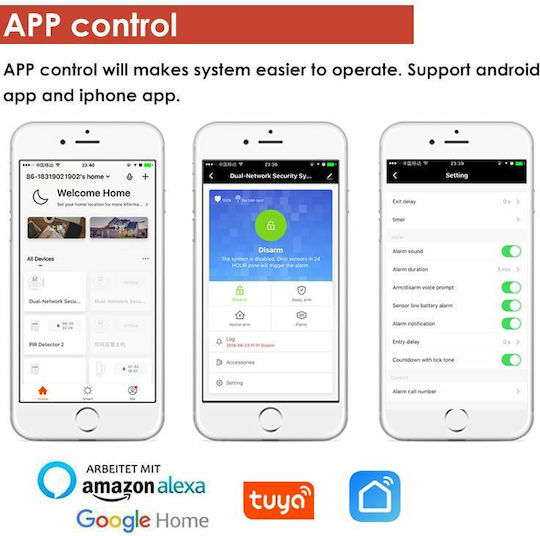 Camwon ZIPIR-A Wireless Alarm System with Motion Detector , Door Sensor , Siren , 2 Remotes , 2 Tags , Hub and Keyboard (Wi-Fi)