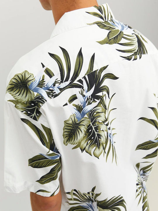 Kurzärmlig Hemd Blumen Bright White