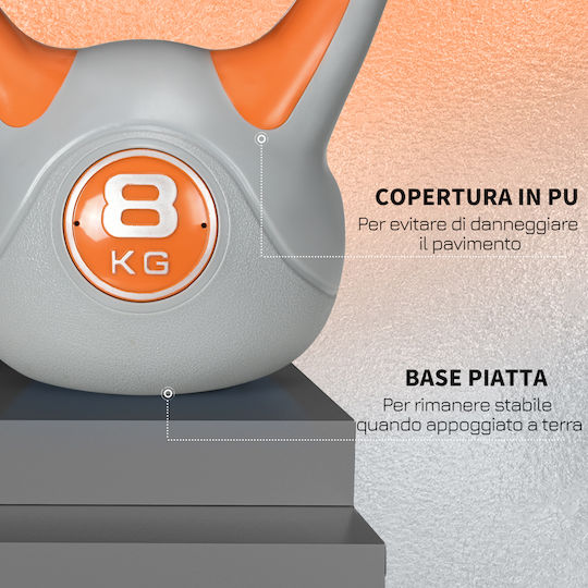 Orange PVC Kettlebell 8kg