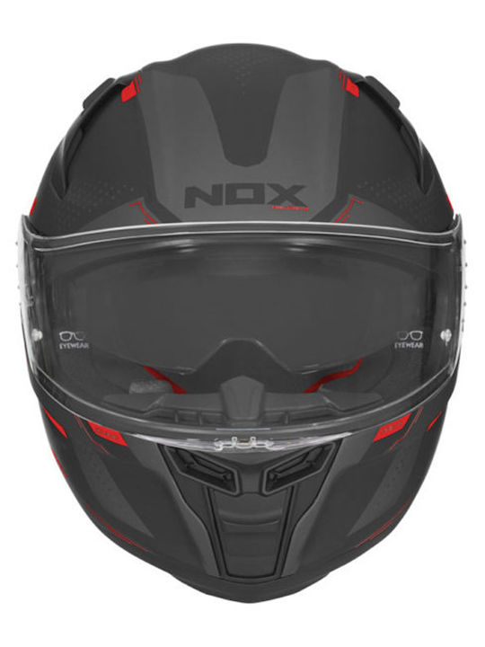 Nox N303S Neo Matt Black/Red Motorradhelm Volles Gesicht ECE 22.06 NOX000KRA67