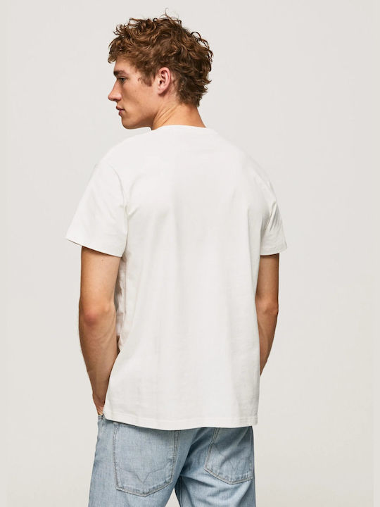 Pepe Jeans Ανδρικό T-shirt Off White με Λογότυπο