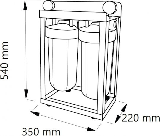 Aqua Filter BBCSTCBLS10 Water Filtration System Double Central Supply Micron 1'' with Replacement Filter Aqua Filter FCPS Polypropylene 5μm, Aqua Filter FCCBL-S Carbon