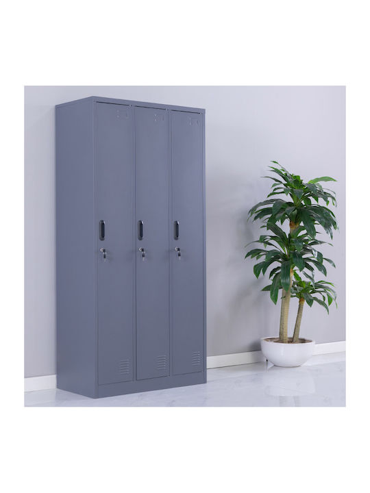 Metallischer Galvanisierter Außenschrank mit Verriegelungsfunktion mit 3 Türen Anthrazit Matt Ohne Füße 90x45x185cm