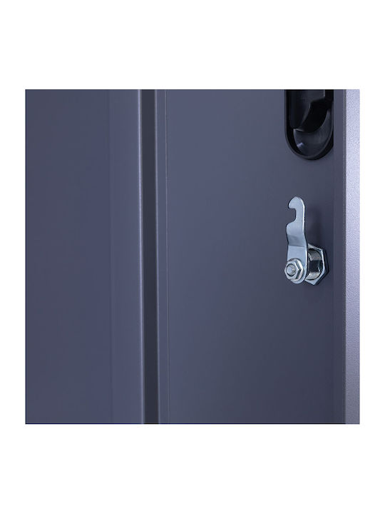 Metallischer Galvanisierter Außenschrank mit Verriegelungsfunktion mit 3 Türen Anthrazit Matt Ohne Füße 90x45x185cm