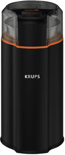 Krups Silent Vortex Electric Coffee Grinder 175W for 90gr Beans and 3 Grind Levels Black