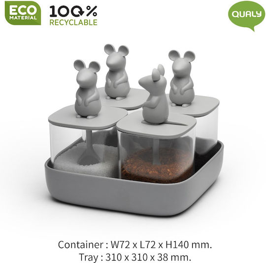 Qualy Lucky Mouse Set 4buc Cutii Uz General cu capac & Bază Plastic Transparent-Grey 250ml Qualy Lucky Mouse Set 4buc Cutii Uz General cu capac & Bază Plastic Transparent-Grey 250ml