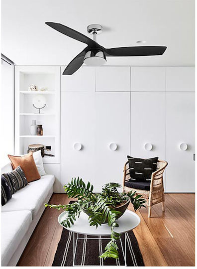 Lucci Air Bronx Chrome Ανεμιστήρας Οροφής 132cm με Φως Μαύρος / Ασημί