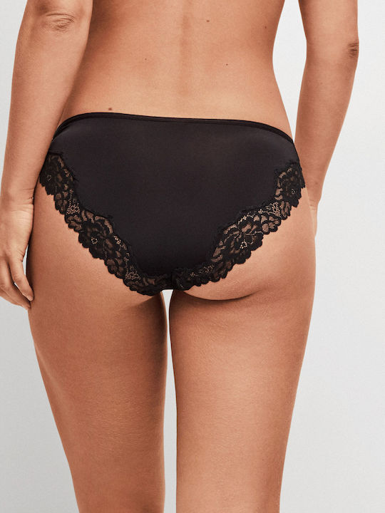 Gisela Lace Underwear Set with Bra & Slip Black