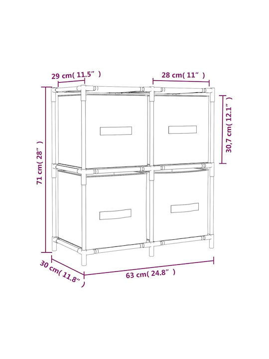 vidaXL Metallic Storage Box Cream-Black 63x30x71cm