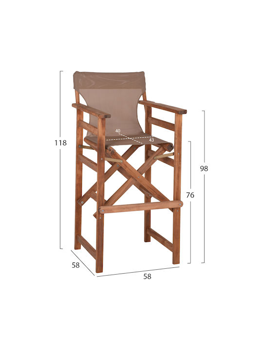 Wooden Outdoor Stool Limnos Walnut / Mocha 58x58x118cm