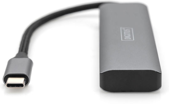 Digitus USB-Hub 4 Anschlüsse USB 3.1 mit USB-C Verbindung Grau