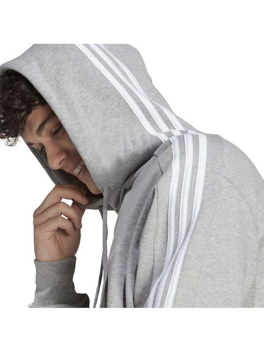 3-Stripes French Terry Sweatshirt with Hood Gray