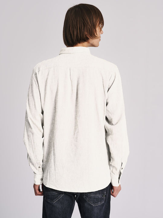 Staff Men's Shirt Long Sleeve Linen White