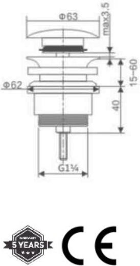 Imex Pop Up Brass Valve Sink Gray