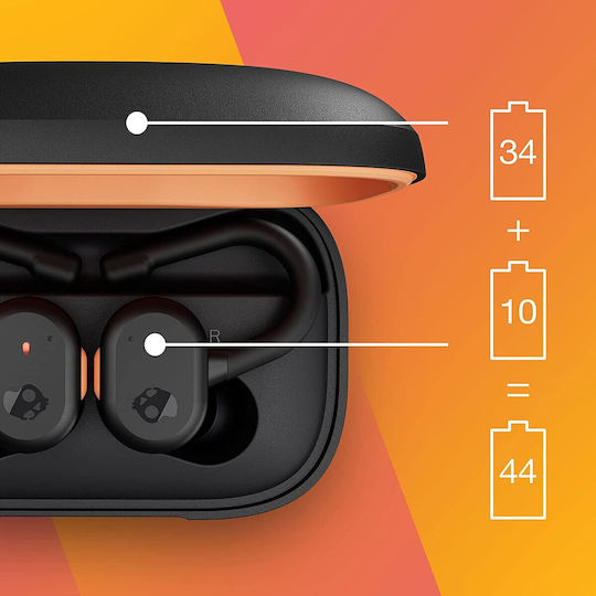 Skullcandy Push Active In-ear Bluetooth Handsfree Ακουστικά με Αντοχή στον Ιδρώτα και Θήκη Φόρτισης Black / Orange