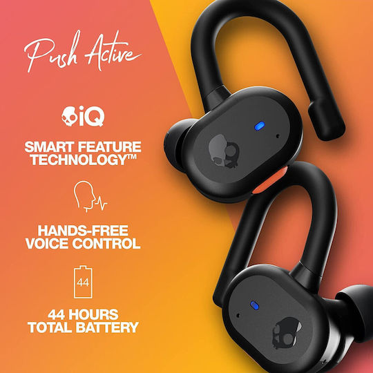 Skullcandy Push Active In-ear Bluetooth Handsfree Ακουστικά με Αντοχή στον Ιδρώτα και Θήκη Φόρτισης Black / Orange